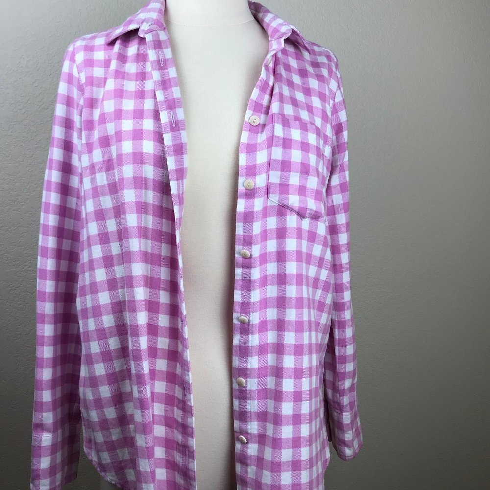 J.Crew Neon Pink Gingham Flannel Boy Shirt